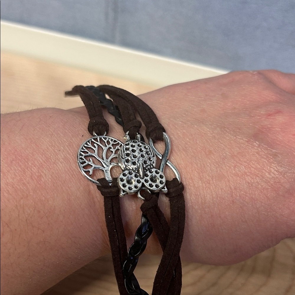 Brown Leather Tree of Life Bracelet